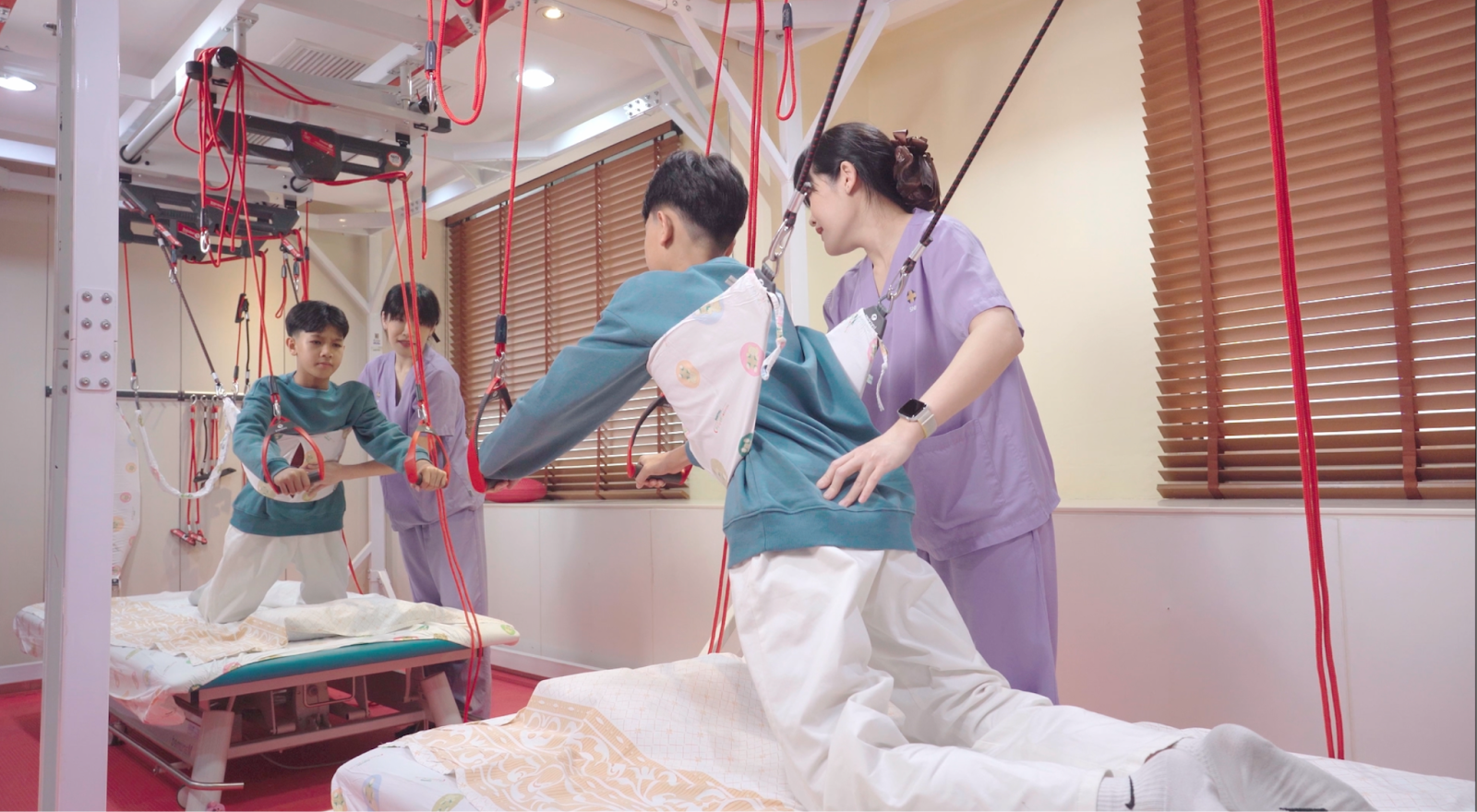 A boy undergoing physical therapy at Samitivej International Children’s Hospital