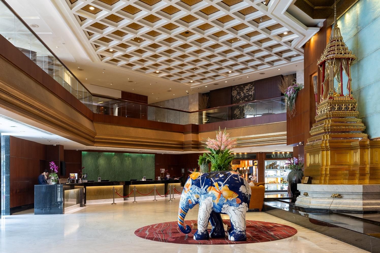 Royal Orchid Sheraton's main lobby has a replica of the Emerald Buddha