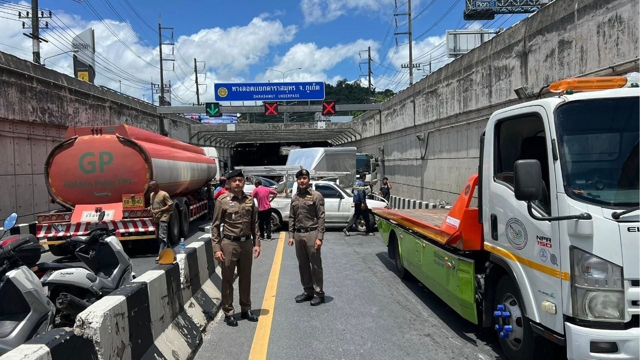 Phuket underpass chaos as 15-car crash halts traffic | Thaiger