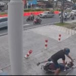 Foreign biker crashes head-on into Phuket showroom steps | Thaiger