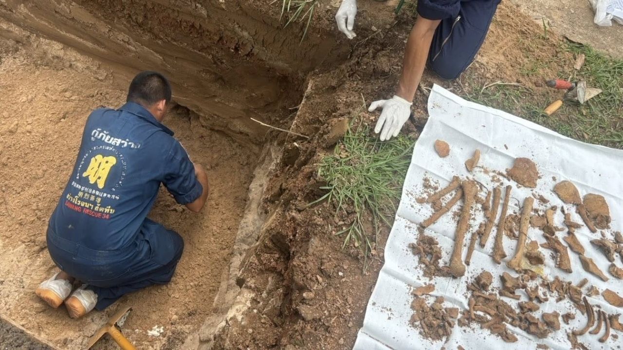 Remains found outside Chon Buri naval hospital believed to be ancient human bones