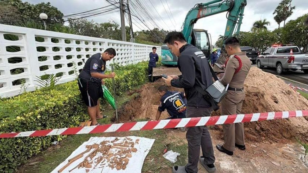 human skeleton discovered in Sattahip, Chon Buri