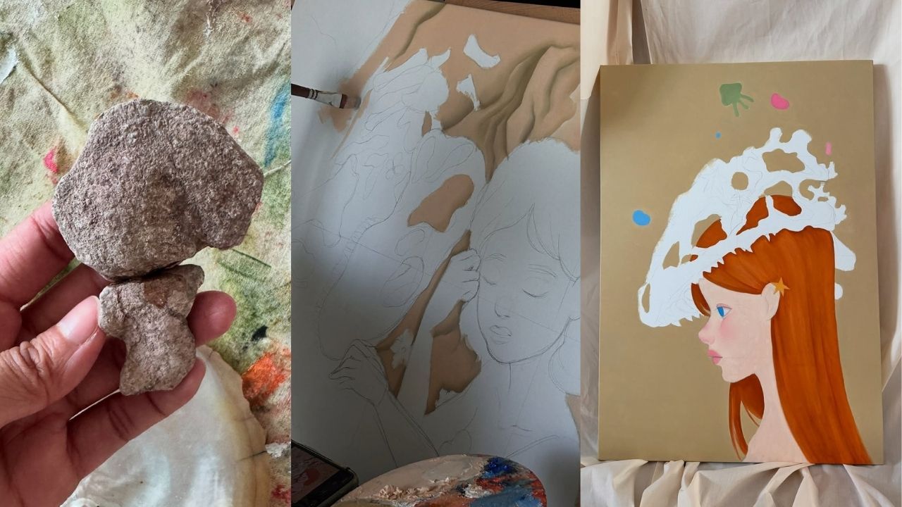 Drawing with dinosaur fossil sparking drama