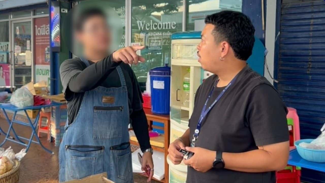 Thai man throws rock at girlfriend's employer
