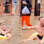 Foreign man goes viral for swimming in floodwater on Bangla Road, Phuket | Thaiger