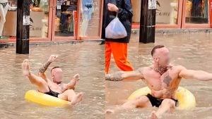 Foreign man goes viral for swimming in floodwater on Bangla Road, Phuket | Thaiger