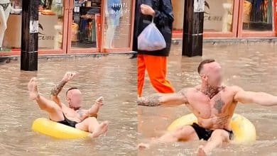 Foreign man goes viral for swimming in floodwater on Bangla Road, Phuket | Thaiger