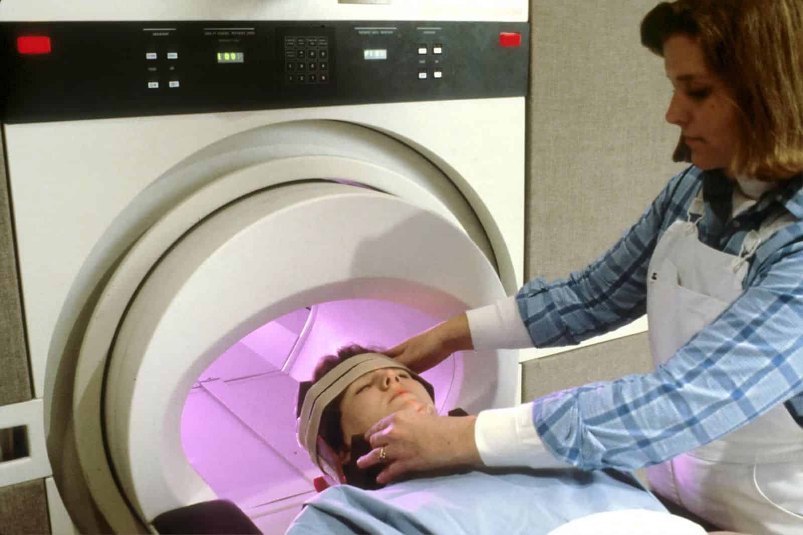 A woman getting an MRI