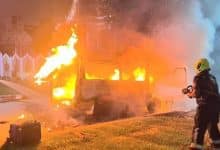 Towed van bursts into fire near Sri Racha District Office | Thaiger