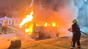 Towed van bursts into fire near Sri Racha District Office | Thaiger