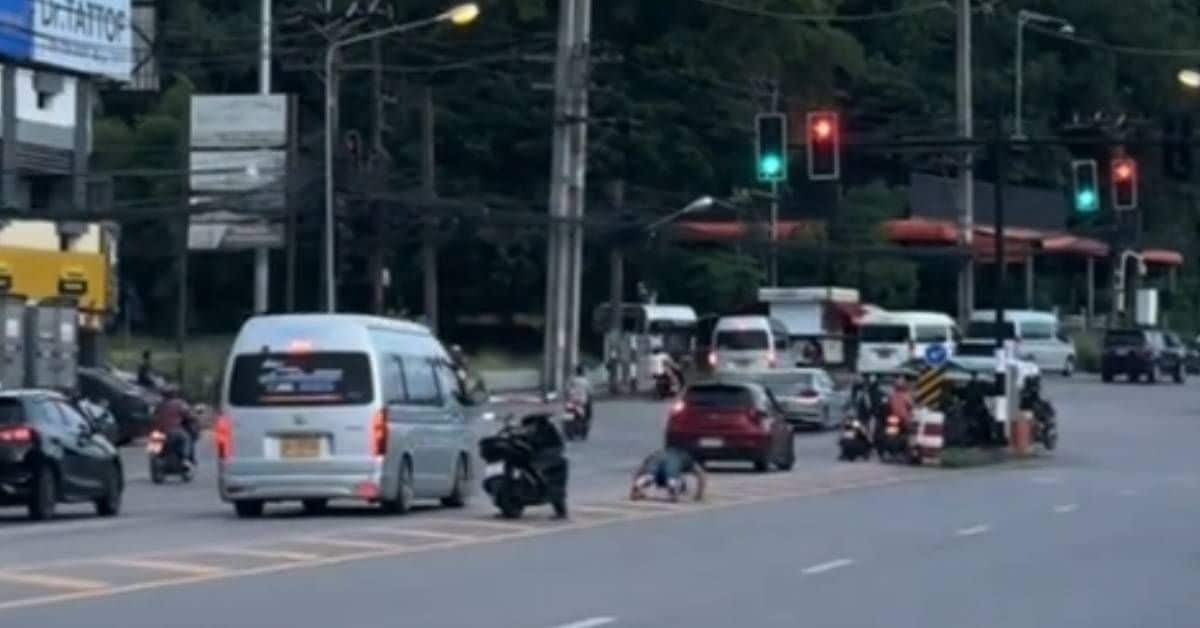Foreign video creator on Phuket road
