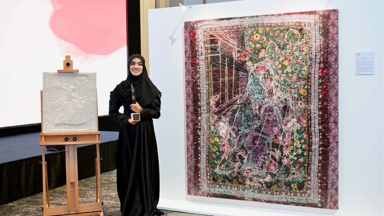 Jamilah Haji with her artpiece, Dua (Pray for a Blessing)