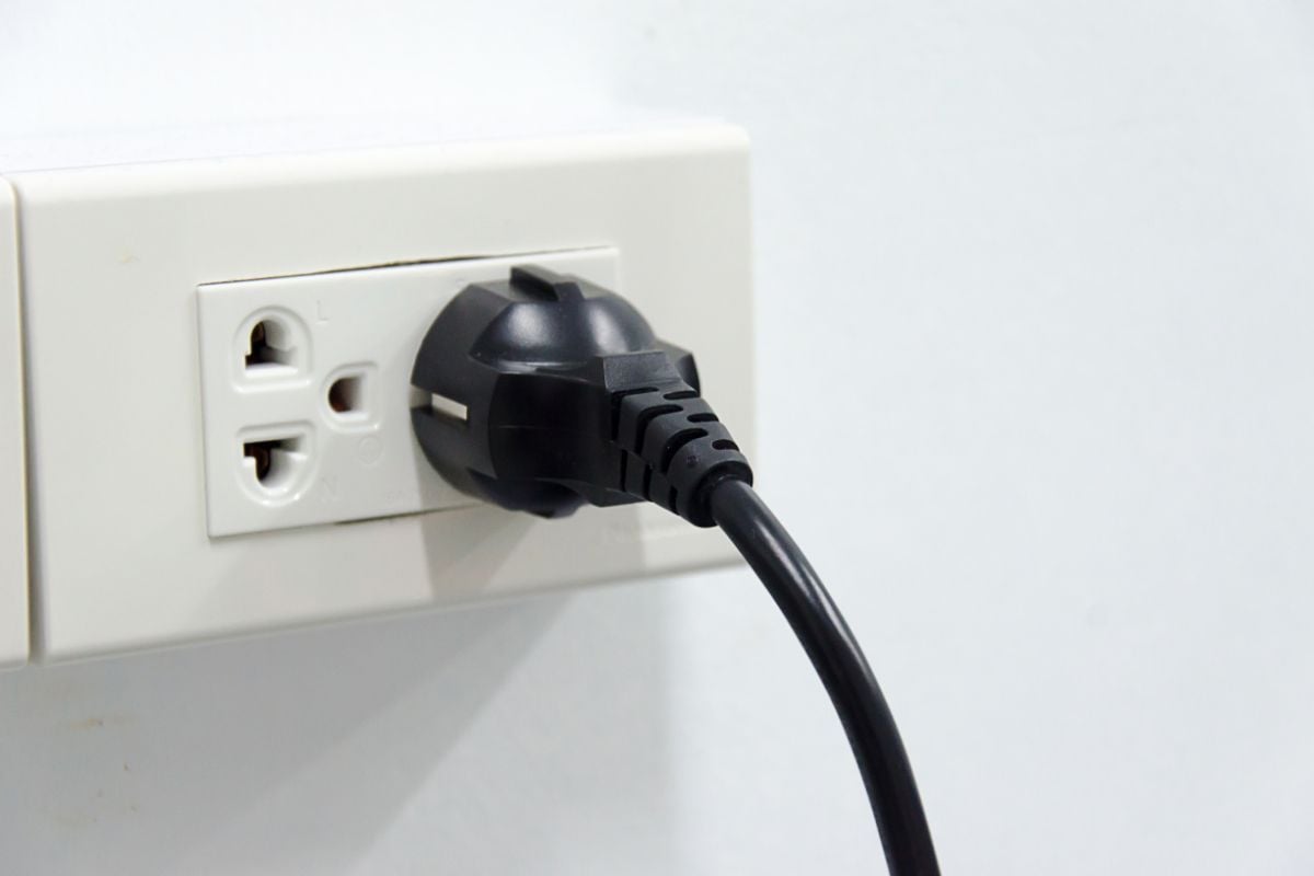 Image of an electric socket. Keep them elevated to protect your home from Thailand's storm season