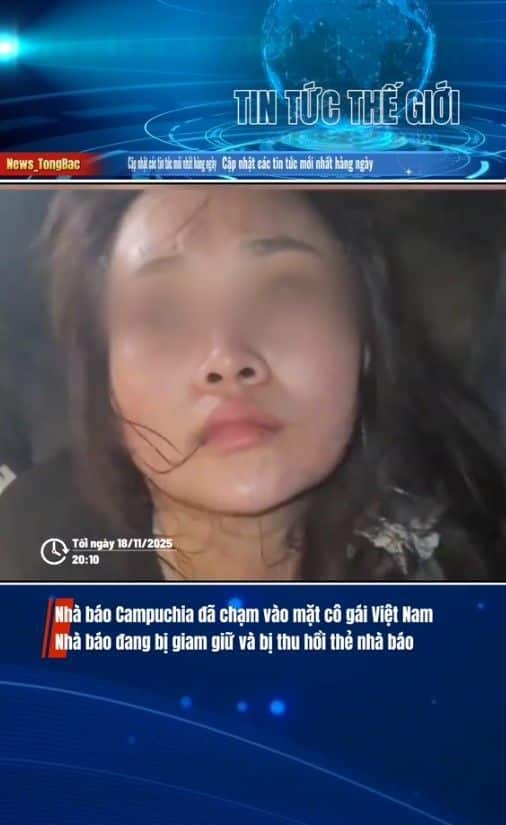 Cambodia revokes journalist's licence for filming police harassment of a Vietnamese suspect.