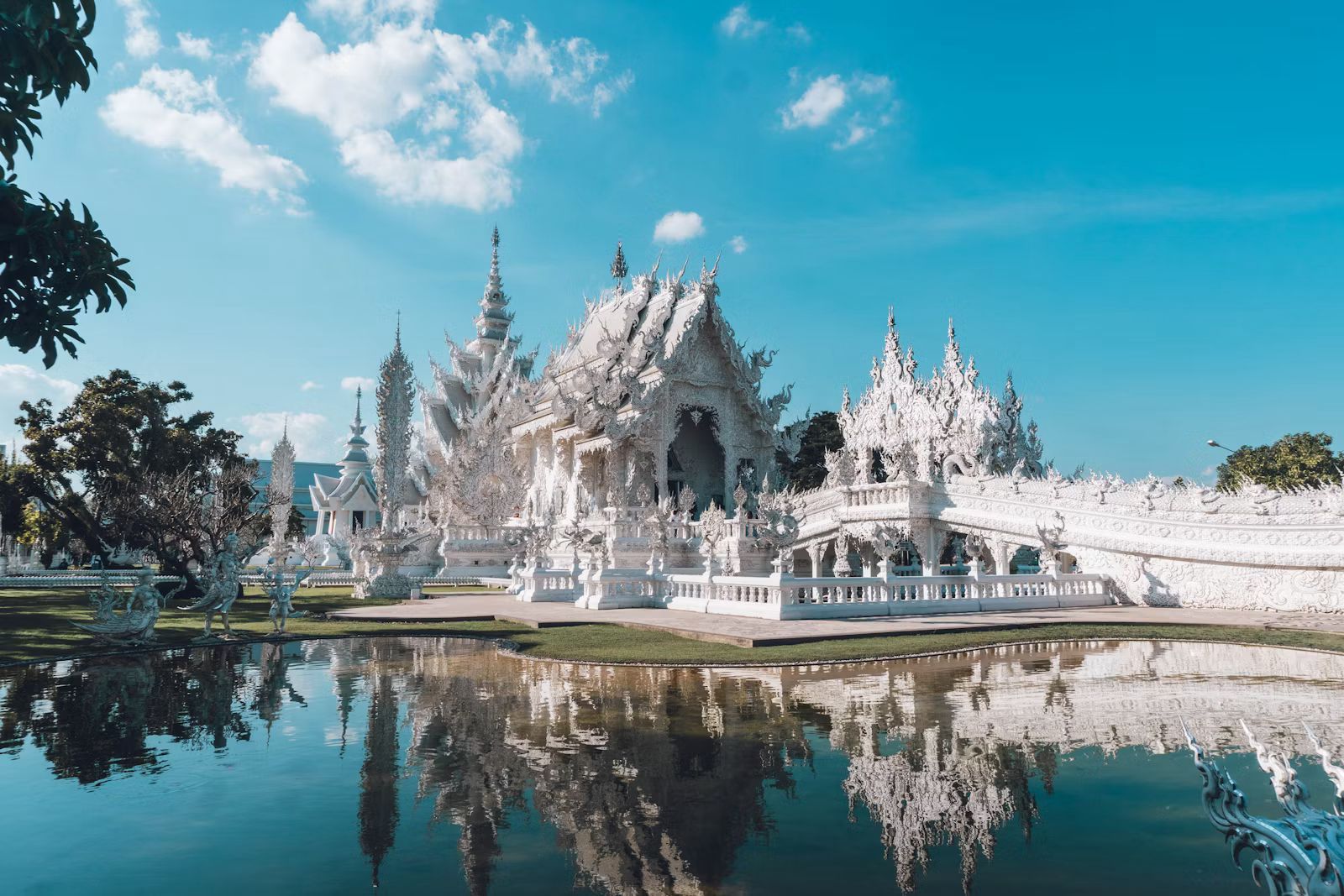 The stunning White Temple in Chiang Rai, a must-visit during the Northern Thailand winter trip.