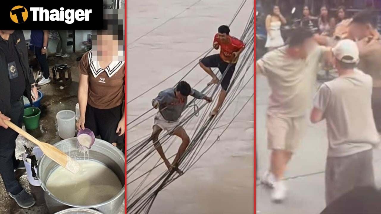 Thailand video news | Thai men risking lives on wires during severe Hat Yai flood, Vietnamese nationals arrested in an illegal and unhygienic ice cream factory | Thaiger