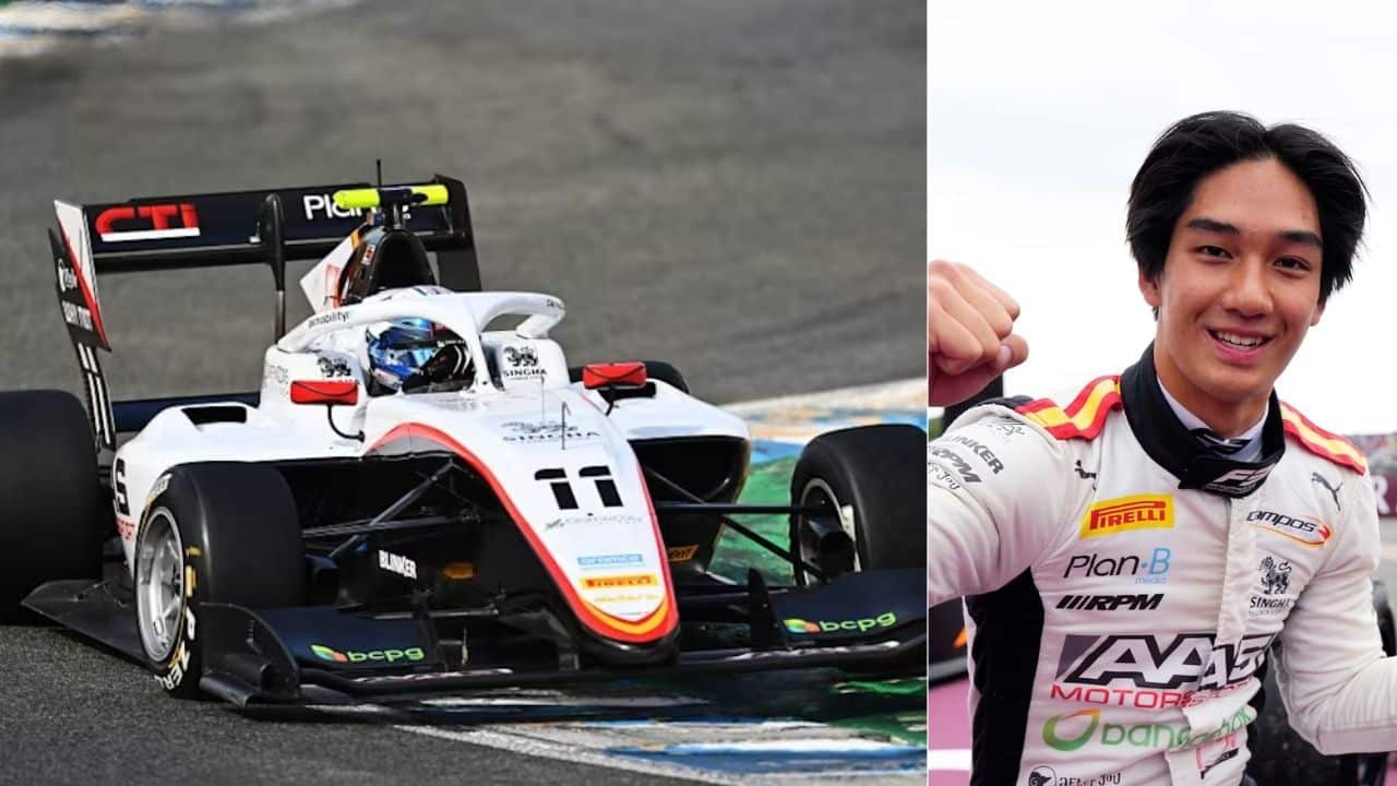 Tasanapol Inthraphuvasak celebrates a victory in FIA Formula 3, showcasing Thailand's rising single-seater talent.