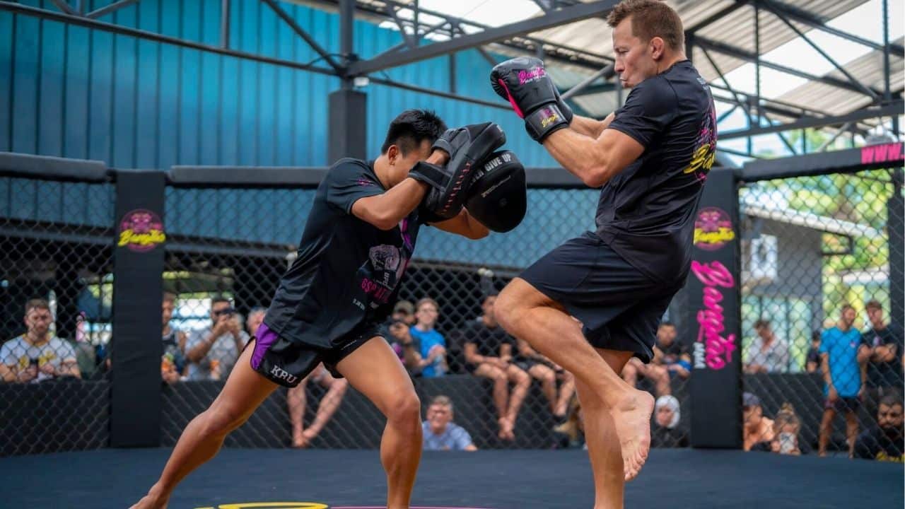 Muay Thai training session at a popular gym in Phuket.