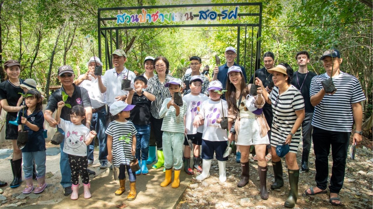 Hands-on mangrove reforestation efforts highlight Amnuay Silpa School's commitment to sustainability.