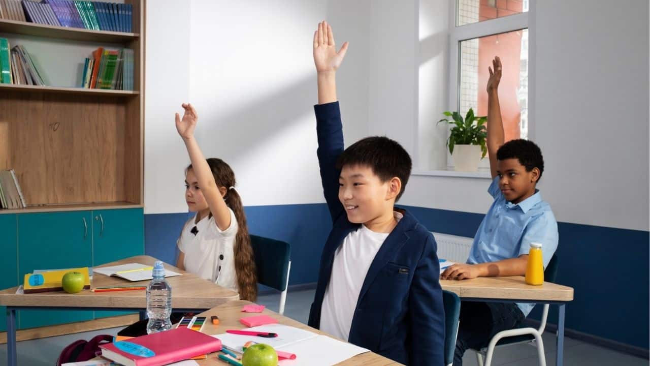students participating in the classroom