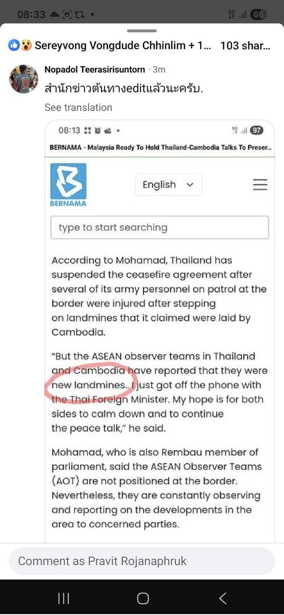 Malaysian outlet corrects Thai-Cambodian border landmine blunder | News by Thaiger