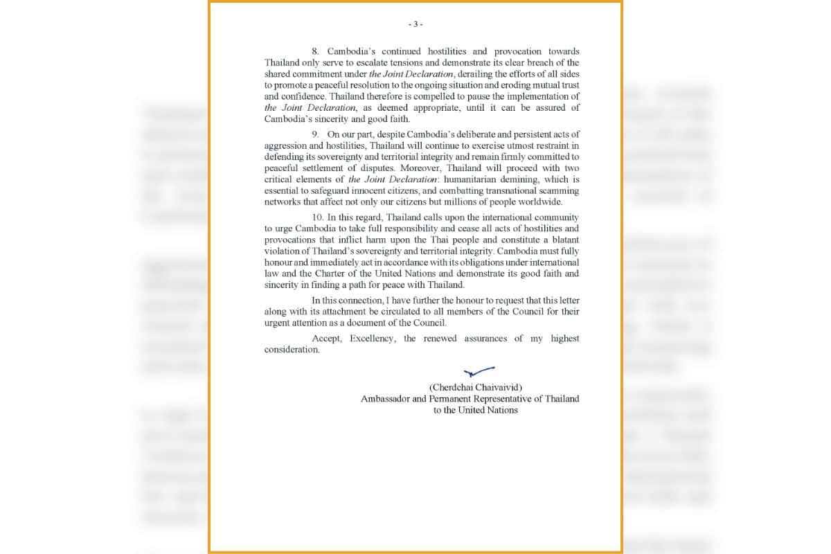 Thailand accuses Cambodia of border aggression in UN letter | News by Thaiger