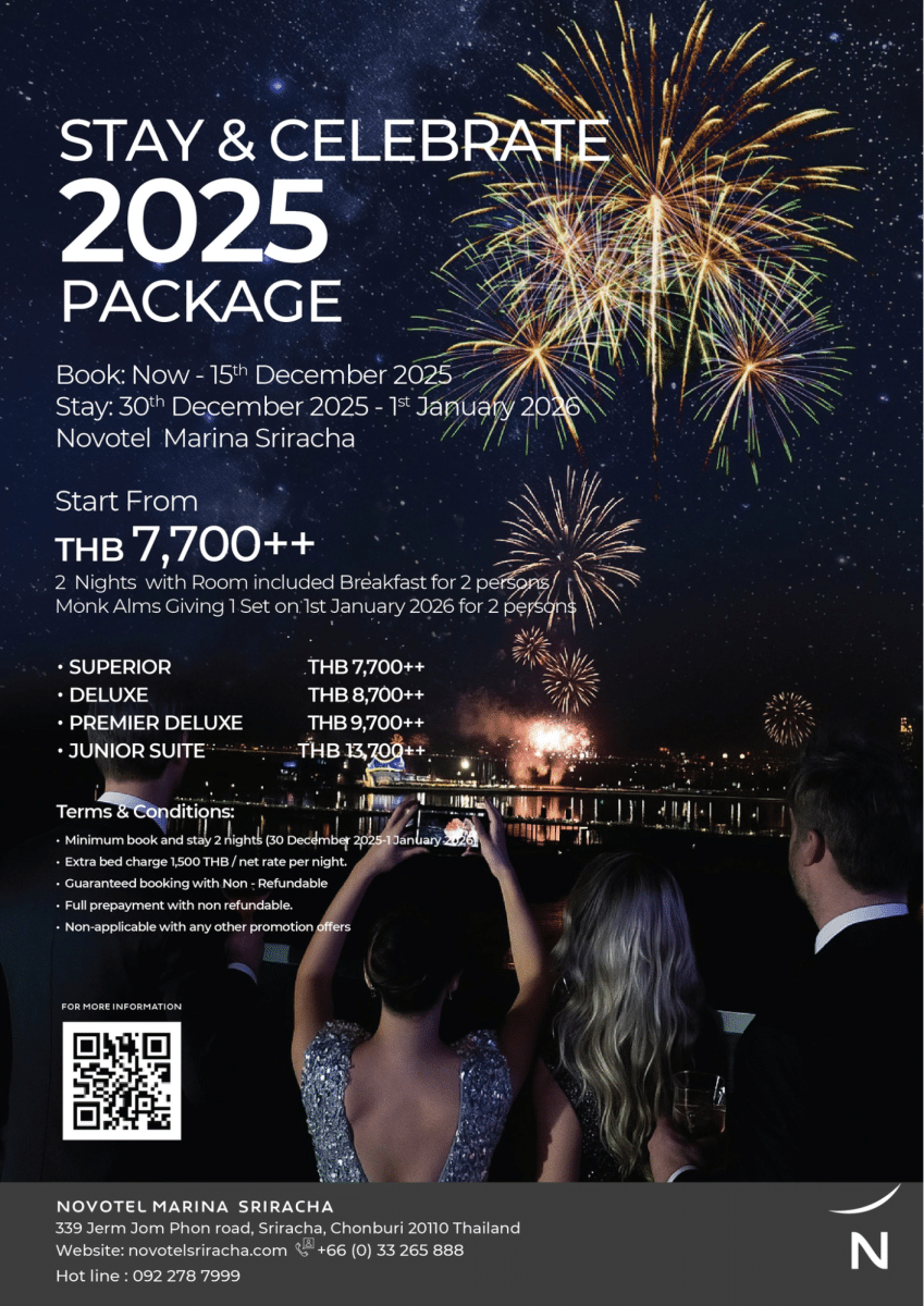 Stay and celebrate 2025, New Year's at Novotel Marina Sriracha &amp; Koh Si Chang