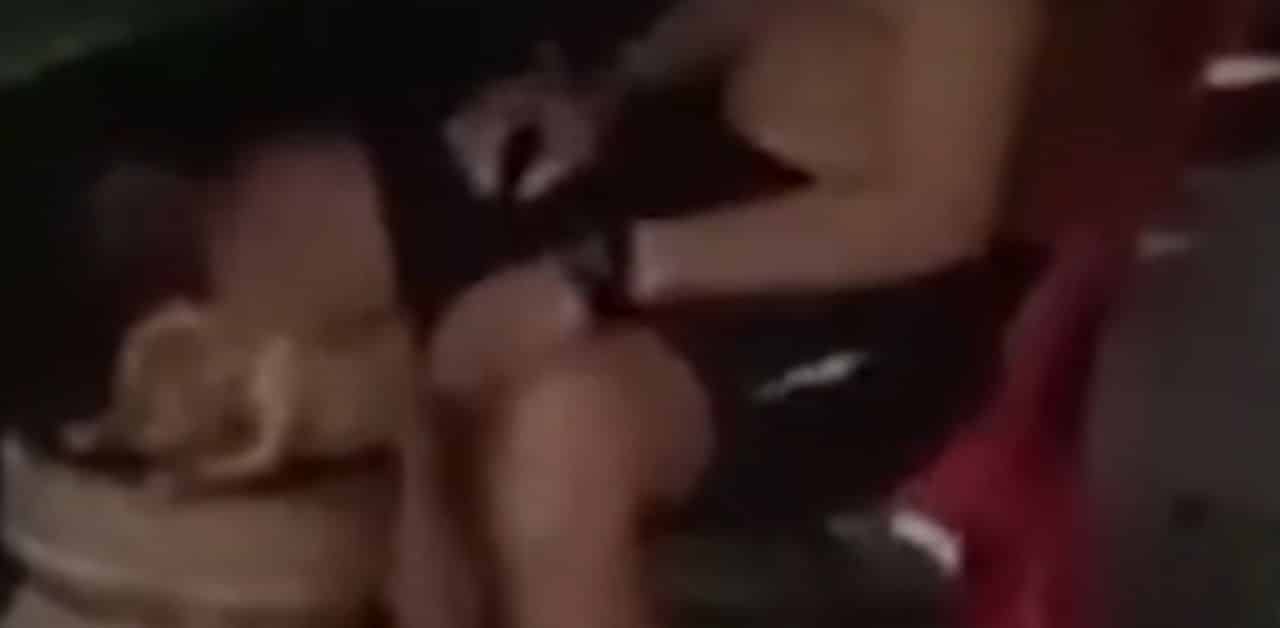 Thai man abuses dog with compressed air