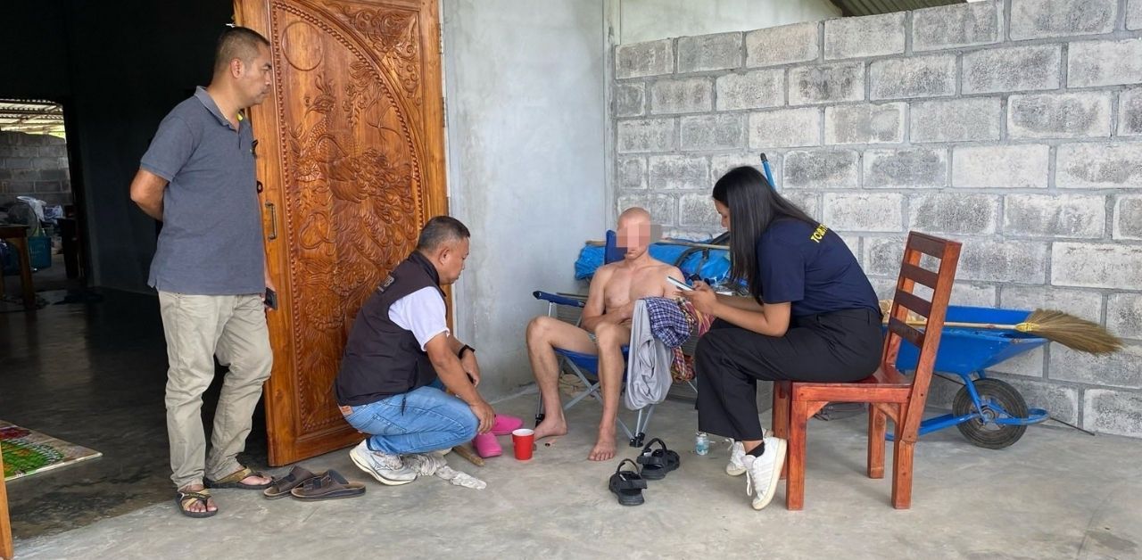 Thai man rides motorcycle naked in Thailand