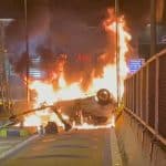 Driver nods off, flips car and sets Bangkok toll booth ablaze (video) | Thaiger