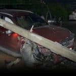 Drunk driver crashes into pole, blacks out Chon Buri village | Thaiger