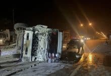 Speeding trailer overturns in Phatthalung, crushes traffic flow | Thaiger