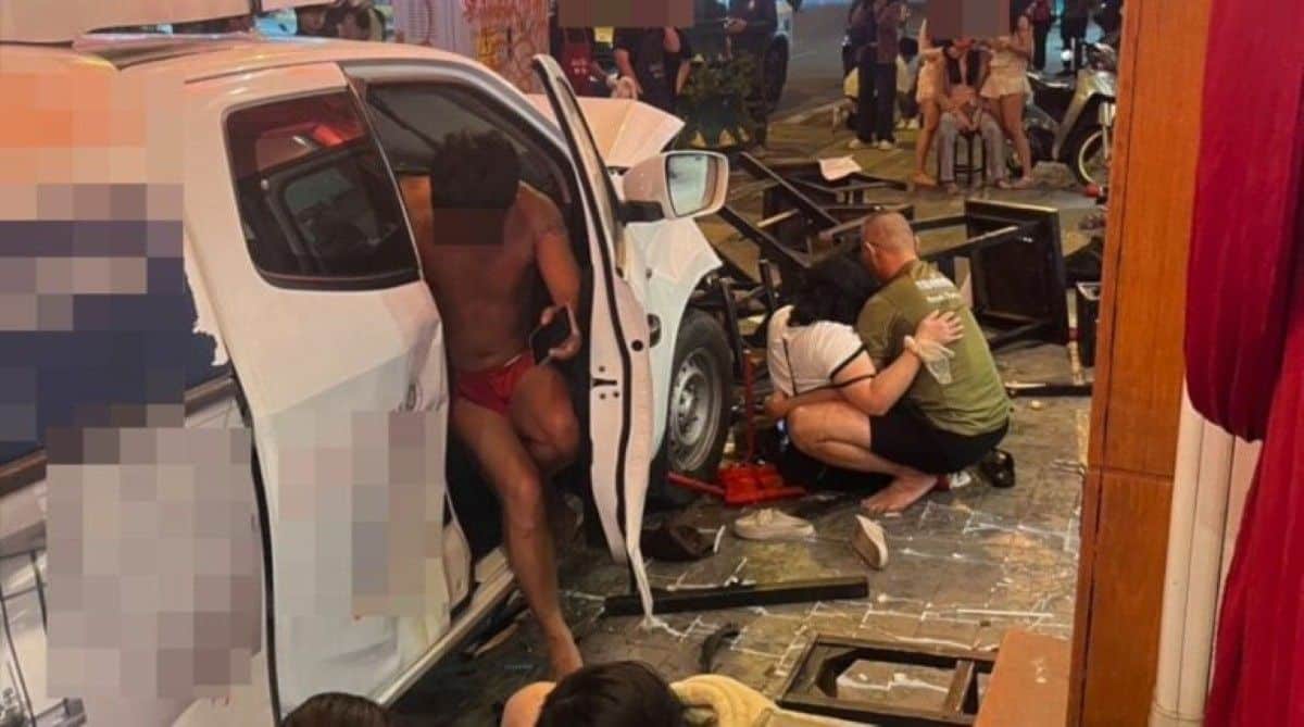 Drunk driver crashes into Khon Kaen restaurant, injures 14 people | News by Thaiger