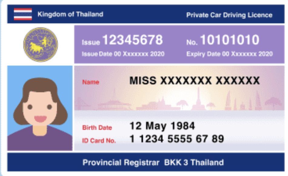 Example of private driving licence.