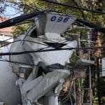 Cement mixer truck brings downs power lines, topples eight utility poles | Thaiger