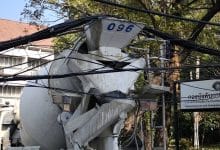 Cement mixer truck brings downs power lines, topples eight utility poles | Thaiger