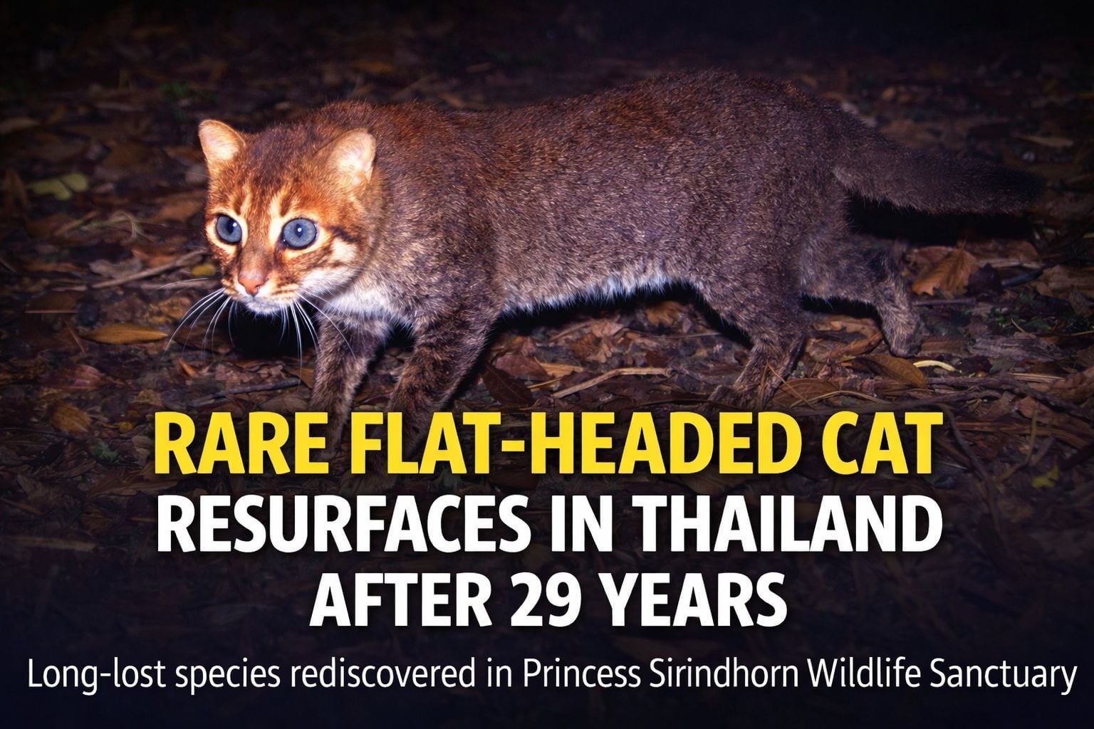 Rare flat-headed cat spotted in Thailand after 29 years | Thaiger