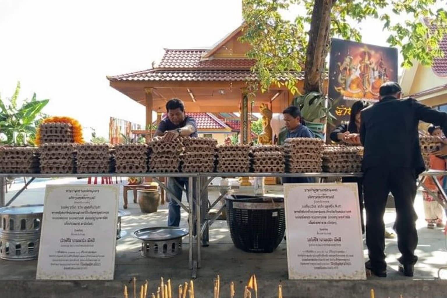 5,000 Eggs Offered to Luang Pho Ham Jon as Villagers Seek Luck and Prosperity for the New Year | Thaiger