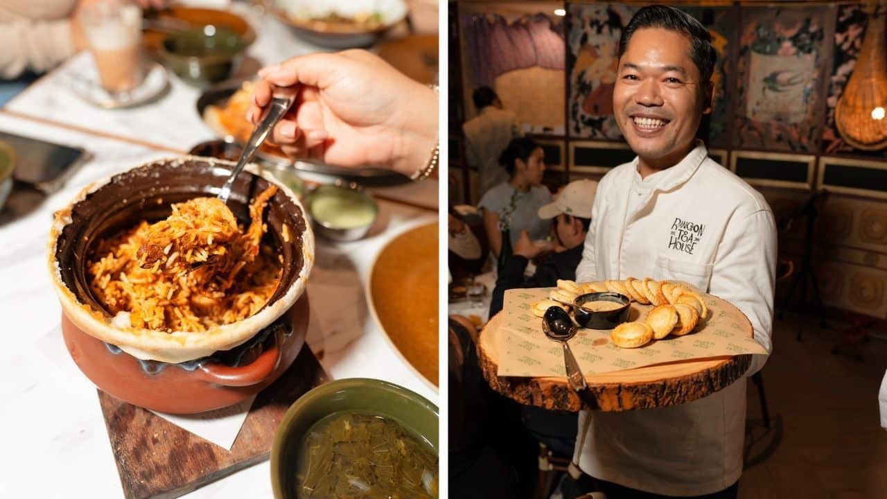 Rangoon Tea House offers signature dishes like Tea Leaf Salad and Chicken Biryani.