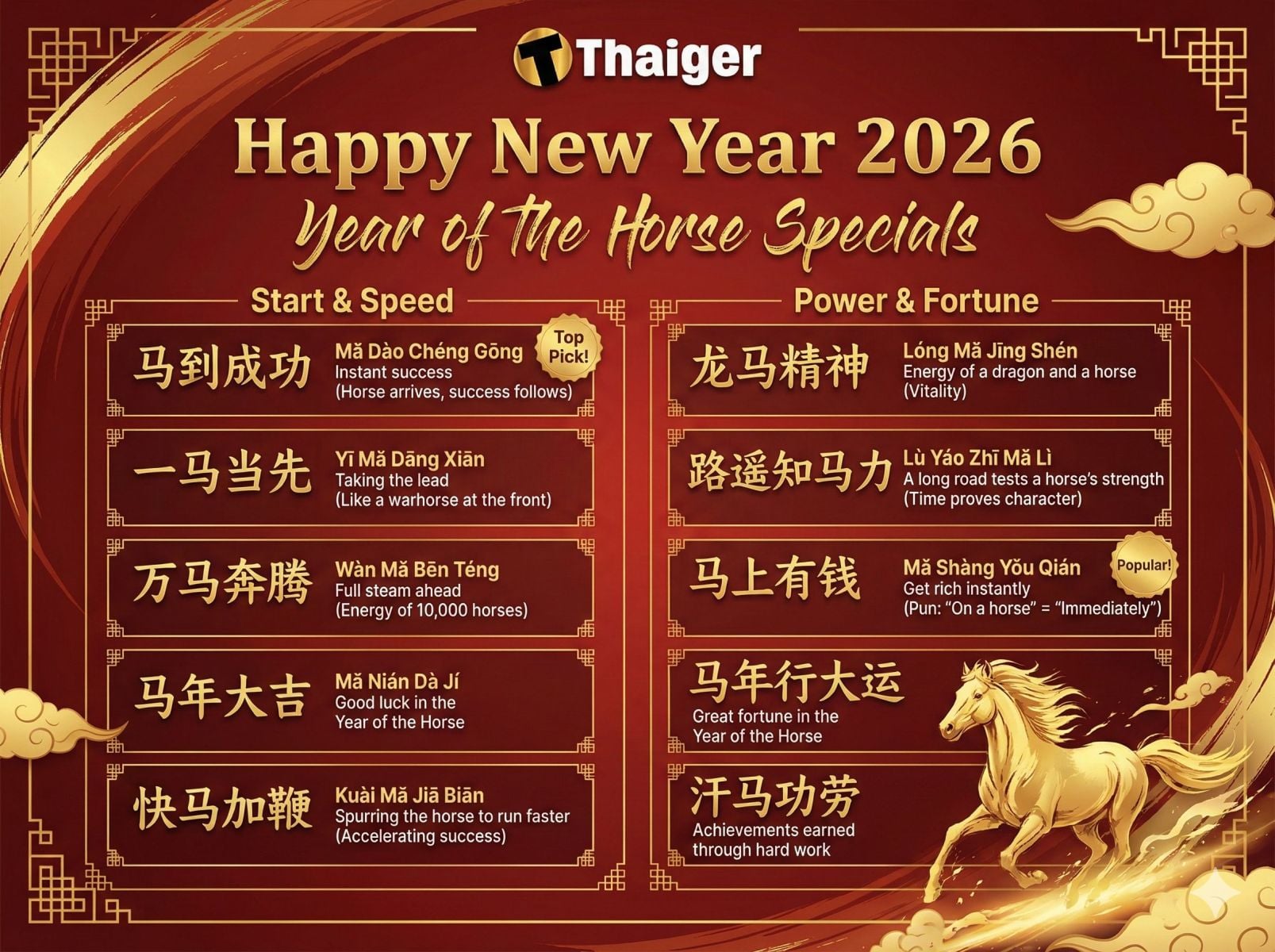 Happy New Year 2026 "Year of the Horse" Specials