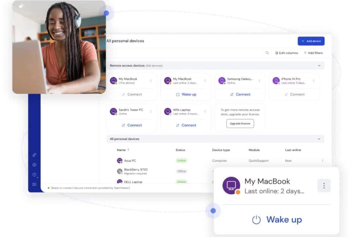 TeamViewer remote access software interface on desktop