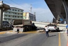 Bridge collapses on truck and pickup in Samut Prakan, killing one | Thaiger