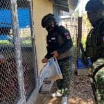 Soldiers feed animals left behind after evacuations in Sa Kaeo | Thaiger