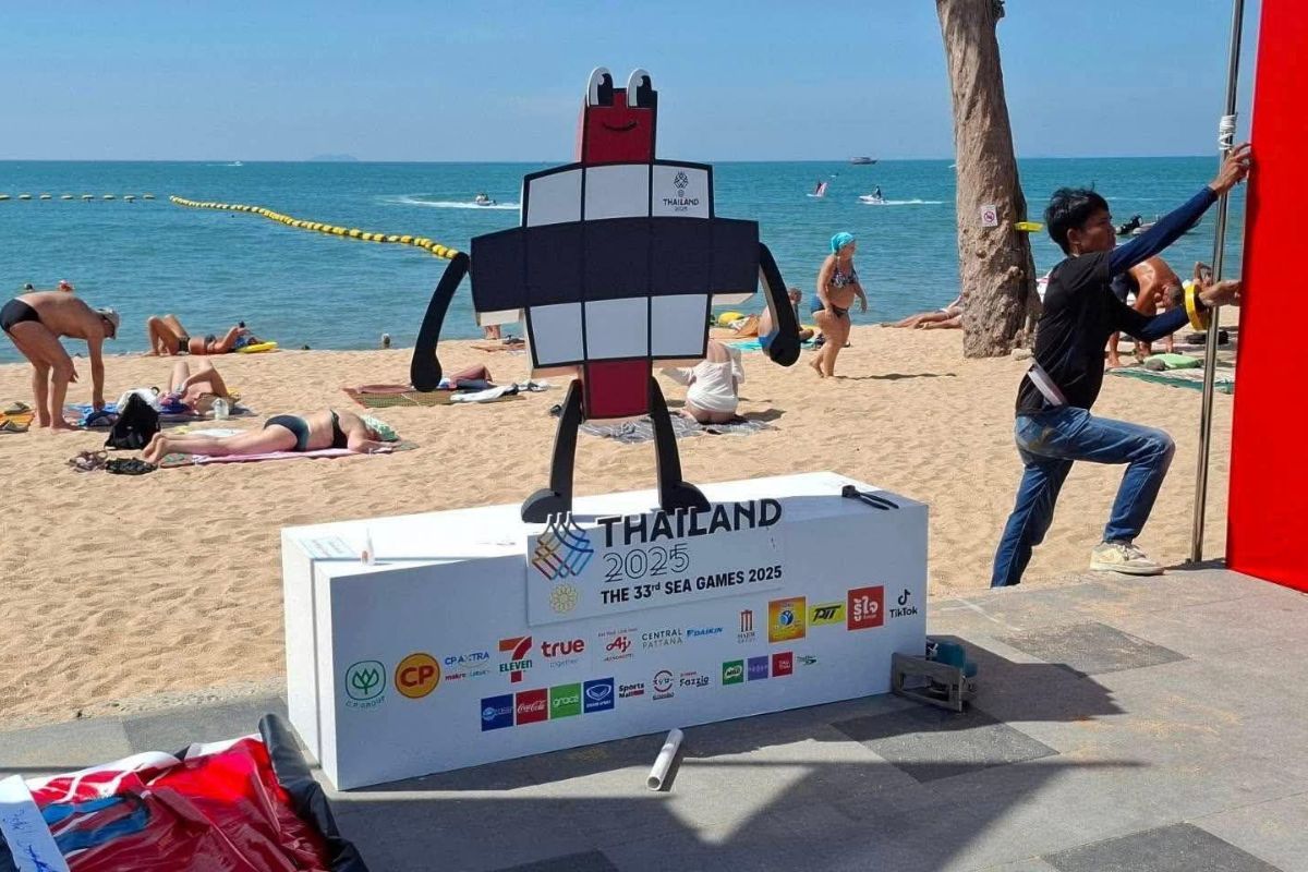 Officials and workers preparing SEA Games venues in Pattaya ahead of the 33rd Southeast Asian Games