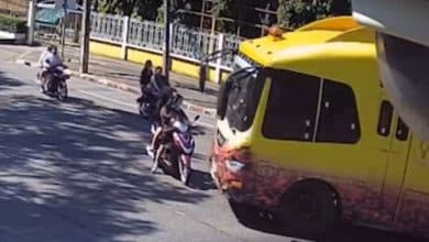 Toilet truck crashes into motorcycle, leaving 2 students with broken legs | Thaiger