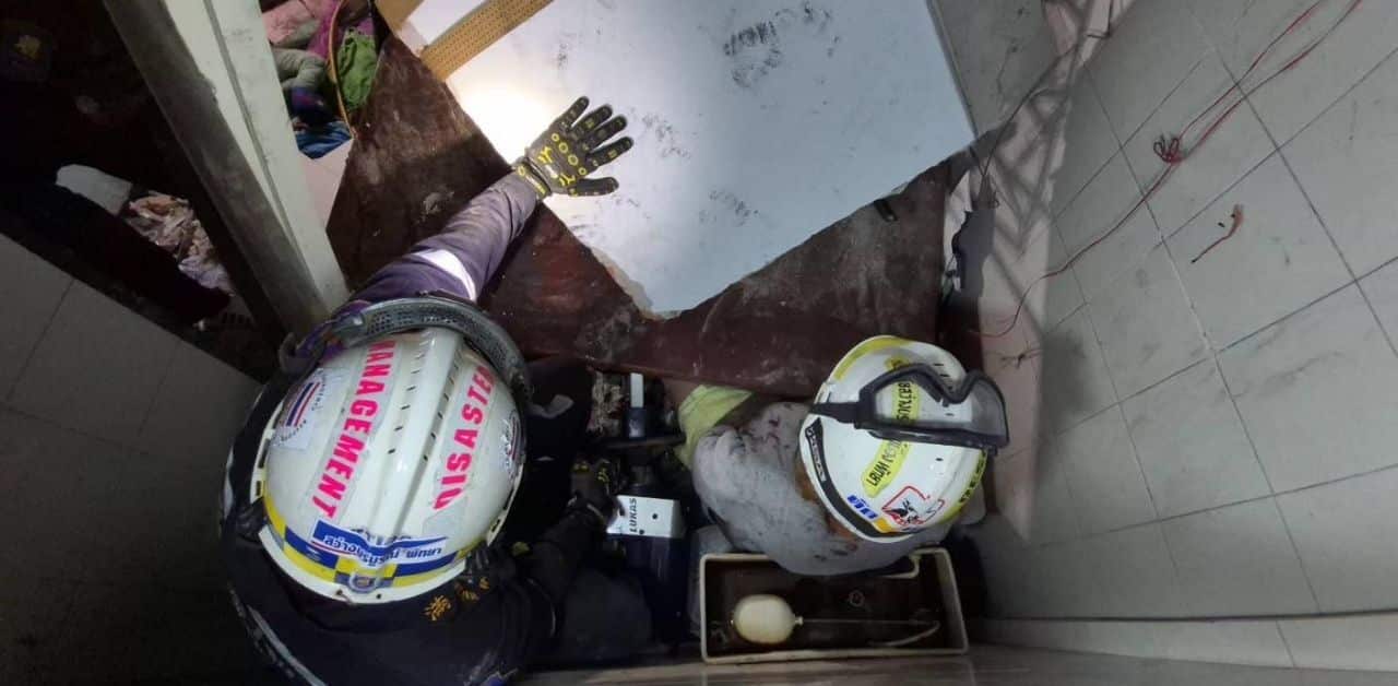 Thai woman trapped in bathroom after car slams inside home