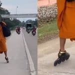 Thai monk sparks online debate after travelling on rollerblades in Phitsanulok | Thaiger