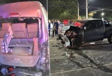 Pickup truck and van collision in Kanchanaburi kills driver, injures 13 | Thaiger
