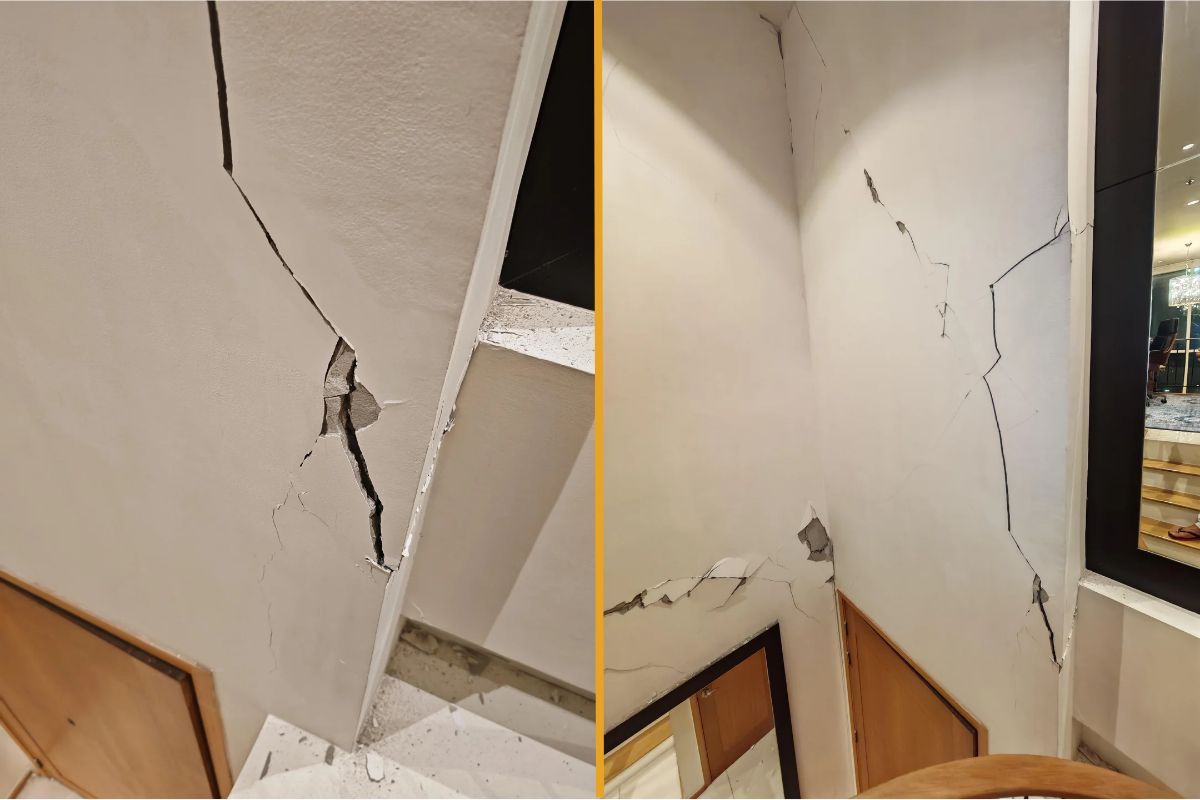 A damaged condo room after an earthquake in Thailand, highlighting the importance of home insurance.