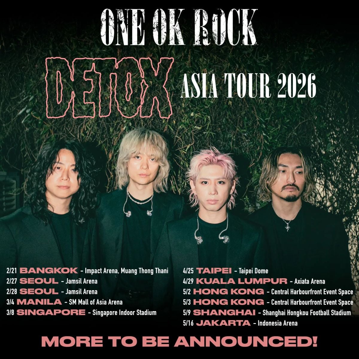 ONE OK ROCK Detox Asia Tour 2026 is a concert coming to Bangkok
